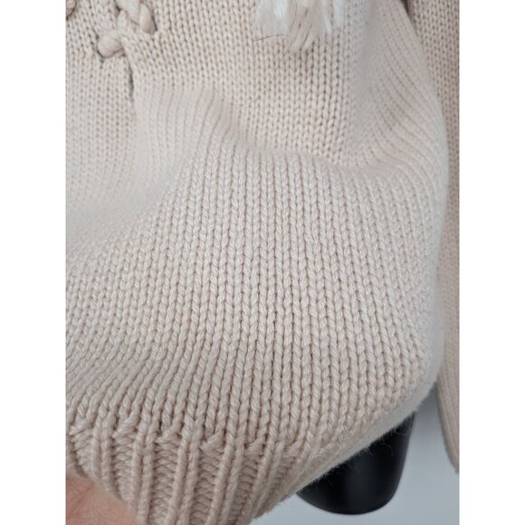 Y2K Moda International Chunky Bobble Knit Lace Up Sweater Women Size M Cottage - Picture 6 of 12